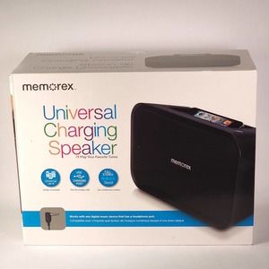 Memorex ML621‎ Universal Charging Portable Speaker Full Stereo Sound Black NEW